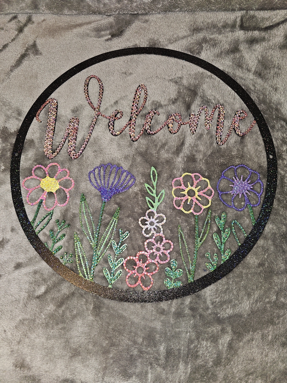Welcome Floral Hoop Wall Accent in Multicolor
